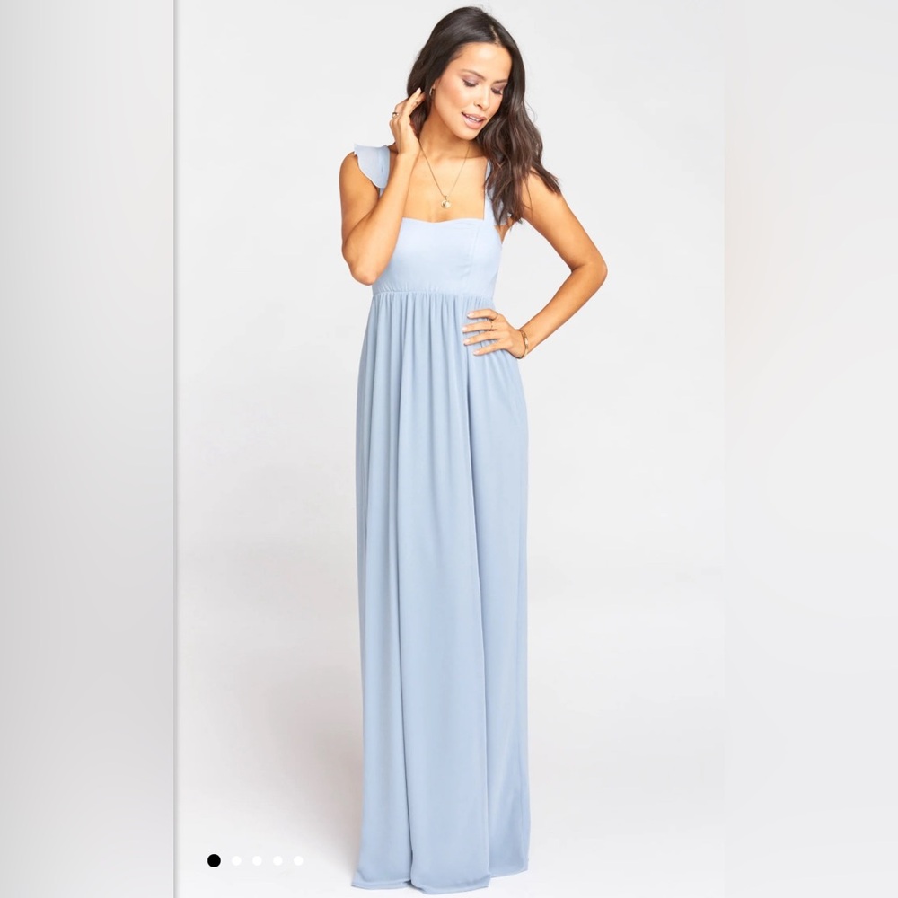 Show me your mumu steel blue chiffon June dress